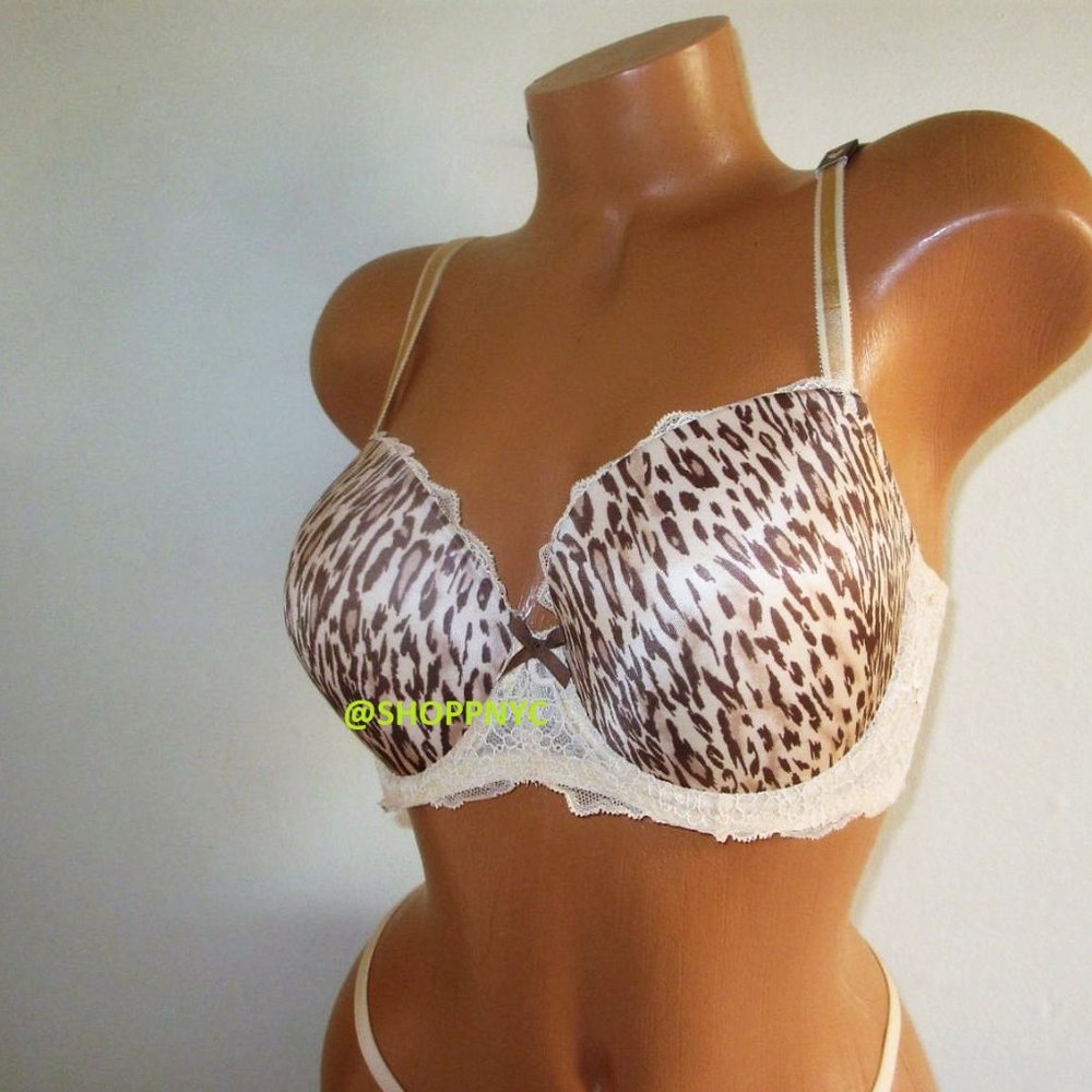 VICTORIA SECRET Dream Angel Lightly Lined Demi Bra 40DD 42D 44C 44D Leopard